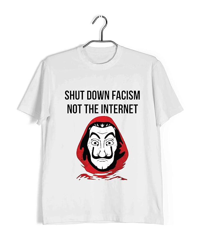 Aaramkhor Protest Round Neck Half Sleeve T-Shirt for Men | Shut Down Fascism NOT The Internet | Politics